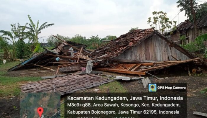 Hujan Angin Melanda Desa Kesongo, Beberapa Rumah dan Kandang Warga Roboh