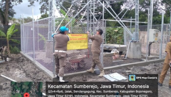 Dinas PTSP dan Satpol PP Kabupaten Bojonegoro Segel Dua Proyek Tower Telekomunikasi Belum ada Izin