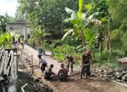 TNI Manunggal Bersama Rakyat, Babinsa Ngimbang Turun Tangan Lebarkan Jalan dan Jembatan Antar Dusun