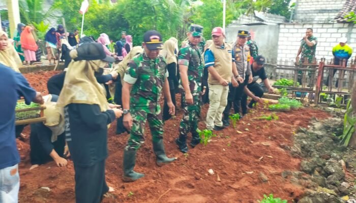Satgas TMMD Ke-124 Kodim 0812 Lamongan dan Ibu-Ibu Desa Kebalankulon Sulap Lahan Kosong Jadi Oase Ketahanan Pangan