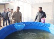 Dukung Ketahanan Pangan, Kapolres Kediri Kota Panen Lele
