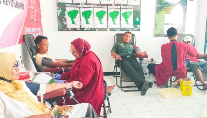 Peduli Kesehatan Masyarakat, Koramil Kepohbaru Bojonegoro Gelar Bakti Sosial Donor Darah