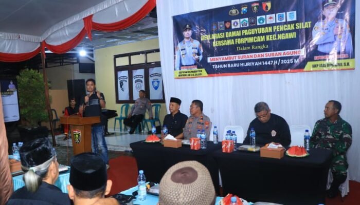 Sambut Suran Agung Polisi Fasilitasi Paguyupan Pencak Silat Ngawi Gelar Deklarasi Damai