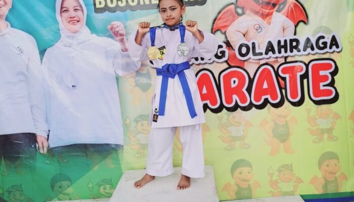 Aqilah Ayu, Atlet Karate Cilik Bojonegoro Sabet Dua Gelar Juara di POPKAB 2025