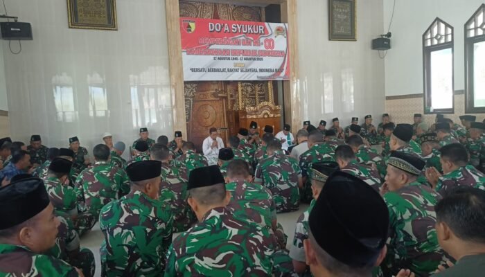 Jelang HUT Ke-80 RI, Kodim Lamongan Gelar Doa Bersama Di Masjid Al-Arif