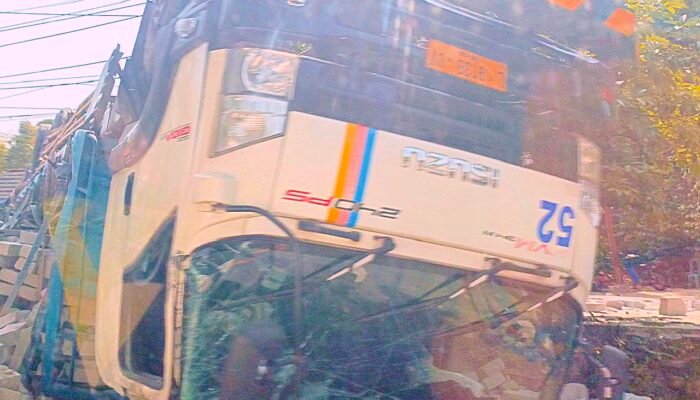 Kecelakaan Tunggal di Ngraho Bojonegoro, Truk Muat Bata Ringan Terguling di Turunan Ekstrem