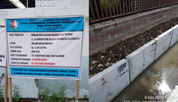 U-Ditch Miring, Proyek Puluhan Milyar di Bojonegoro Kota Jadi Sorotan Tajam