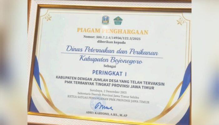 Luar Biasa, Bojonegoro Sabet Peringkat 1 Vaksinasi PMK Jatim