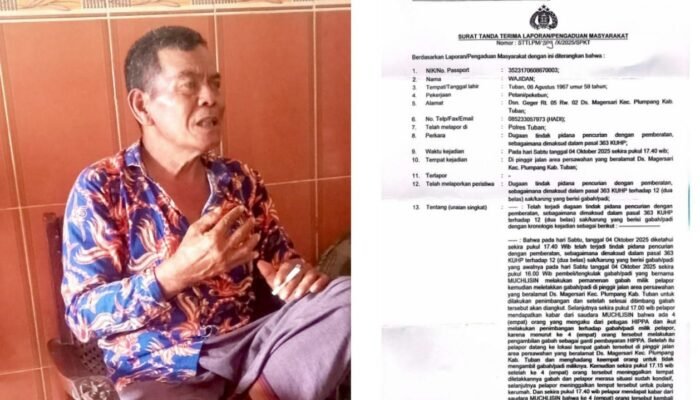 12 Karung Gabah Hilang, Warga Tuban Kecewa Laporan ke Polisi Tak Berjalan