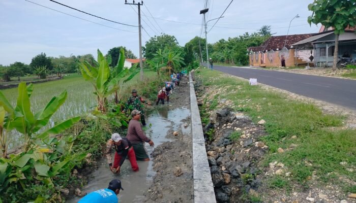 ‎Babinsa Sekaran Dan Warga Latek Gotong Royong Normalisasi Irigasi Lewat PKTD
