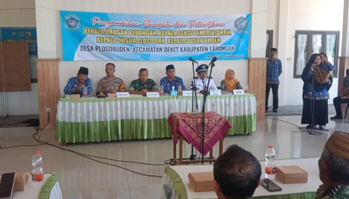 ‎Danramil Deket Hadiri Pelantikan Perangkat Desa Plosobuden