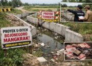 Proyek Drainase Setengah Jadi, Warga Pertanyakan Keseriusan Pemkab Bojonegoro