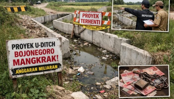 Proyek Drainase Setengah Jadi, Warga Pertanyakan Keseriusan Pemkab Bojonegoro