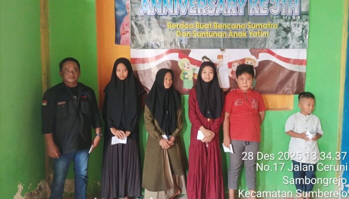 Anniversery Ke 3 Media Online News Satumenit Gelar Doa bersama dan Santunan Anak Yatim