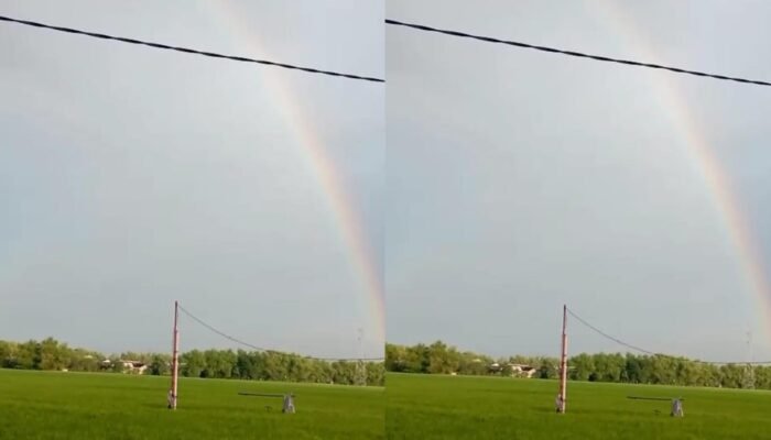 Pelangi Terang Muncul di Langit Bojonegoro Timur, Warga Harap Panen Melimpah