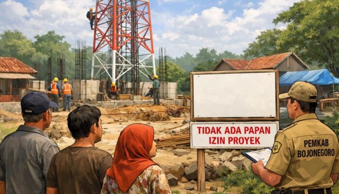 Tower Berdiri di Permukiman warga Desa Jari Bojonegoro, Status Izin Jadi Tanda Tanya