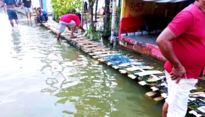 Lebaran di Atas Air, Warga Bojoasri Lamongan Lawan Banjir dengan Bambu