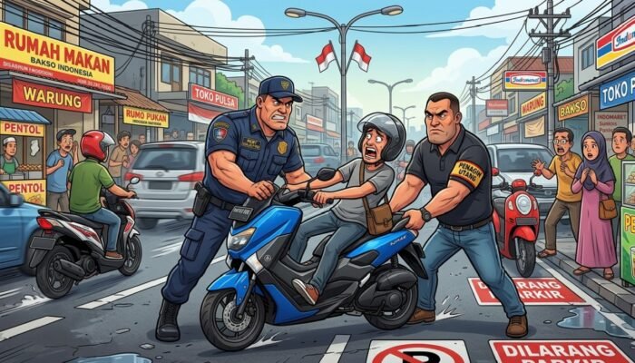 Motor Ditarik Paksa di Jalan Kota Makassar, Padahal Sudah Janji Bayar Senin