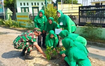 Aksi Hijau Persit Kawedanan IV, Tanam Pohon Sawo di Koramil Pucuk Lamongan