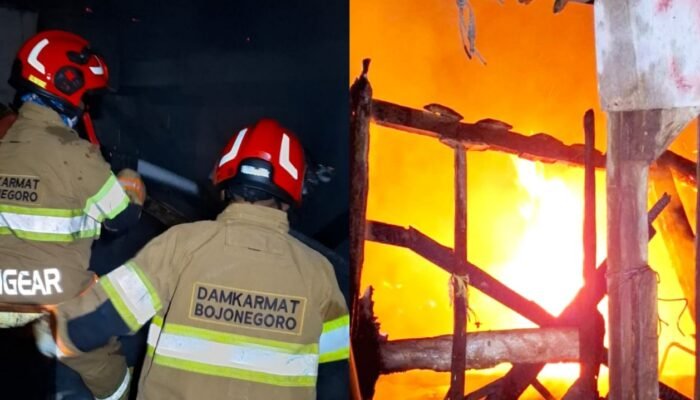 Damkarmat Bojonegoro Gerak Cepat Padamkan Kebakaran Rumah di Kanor Bojonegoro