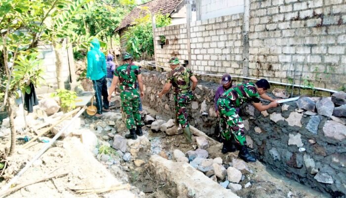 Cegah Abrasi dan Amankan Irigasi, Pra TMMD Lamongan Langsung Kerjakan TPT