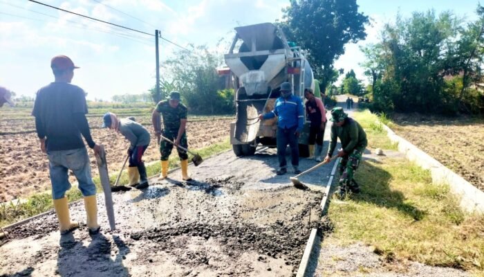 TMMD 129 Bojonegoro Percepat Pembangunan, Jalan Dusun Mundu Berubah Jadi Cor Beton