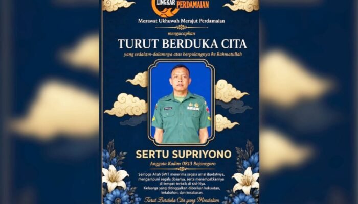 Kabar Duka, Yayasan Lingkar Perdamaian Doakan Sertu Supriyono Kodim Bojonegoro