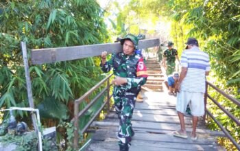 TMMD 129 Bojonegoro: Babinsa dan Warga Kompak Bangun Jembatan Desa