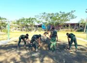 Gotong Royong Satgas TMMD Bojonegoro Sulap Lapangan Voli Jadi Arena Turnamen