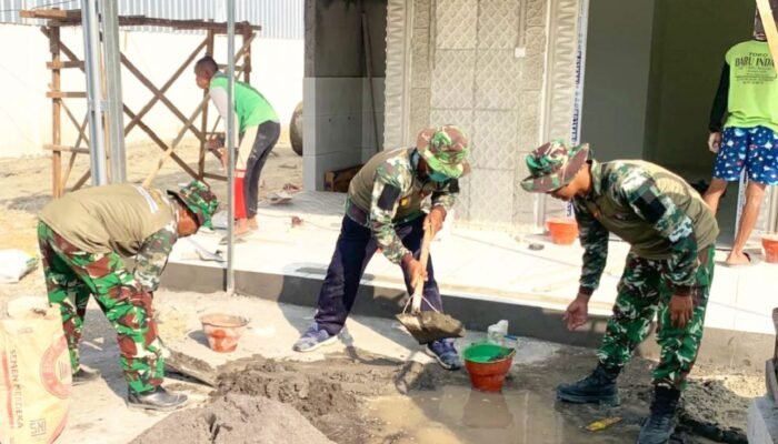 Tinggal Pasang Keramik, Mushola Rest Area TMMD 129 Bojonegoro Segera Dibuka