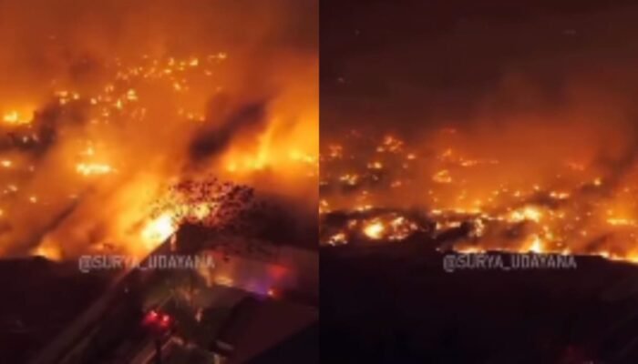 Kobaran Api Mengamuk di Legian Badung Bali, Gudang hingga Bedeng Terbakar