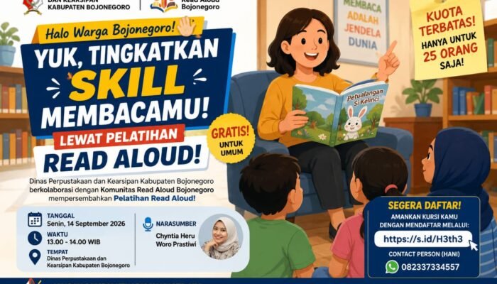 Cuma 25 Peserta, Pelatihan Read Aloud Gratis Segera Digelar di Bojonegoro