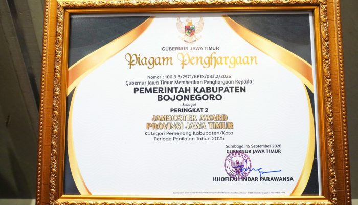 Bupati Setyo Wahono Terima Jamsostek Award, Bojonegoro Raih Posisi 2