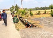 Yonif TP 885 dan Forkopimcam Kompak Bersihkan Jalan Raya Sumberbendo Bojonegoro
