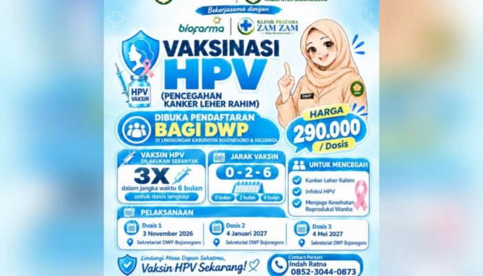 Cegah Kanker Serviks, DWP Bojonegoro Gelar Vaksinasi HPV untuk Anggota dan Keluarga