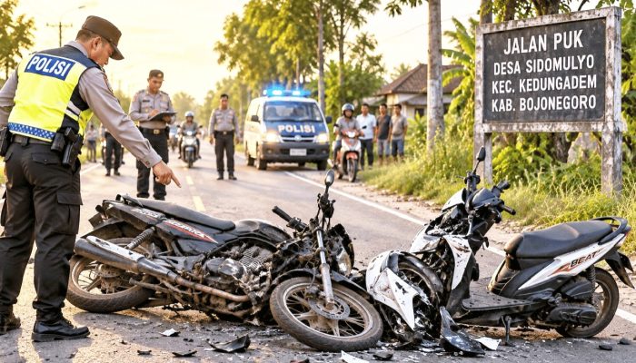 Dua Motor Bertabrakan di Sidomulyo Bojonegoro, Begini Awal Kejadiannya