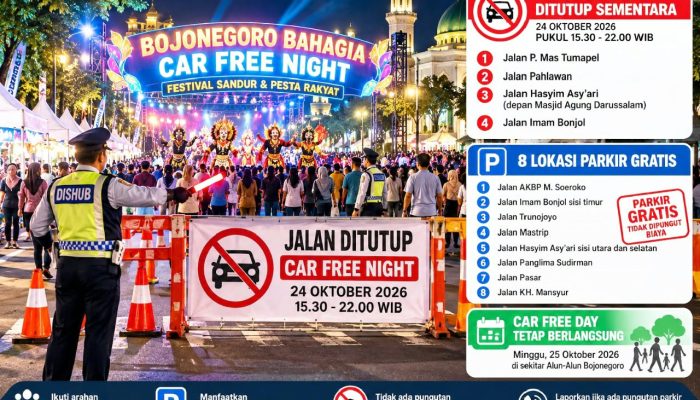 Mau ke Car Free Night Bojonegoro, Catat 8 Lokasi Parkir Ini